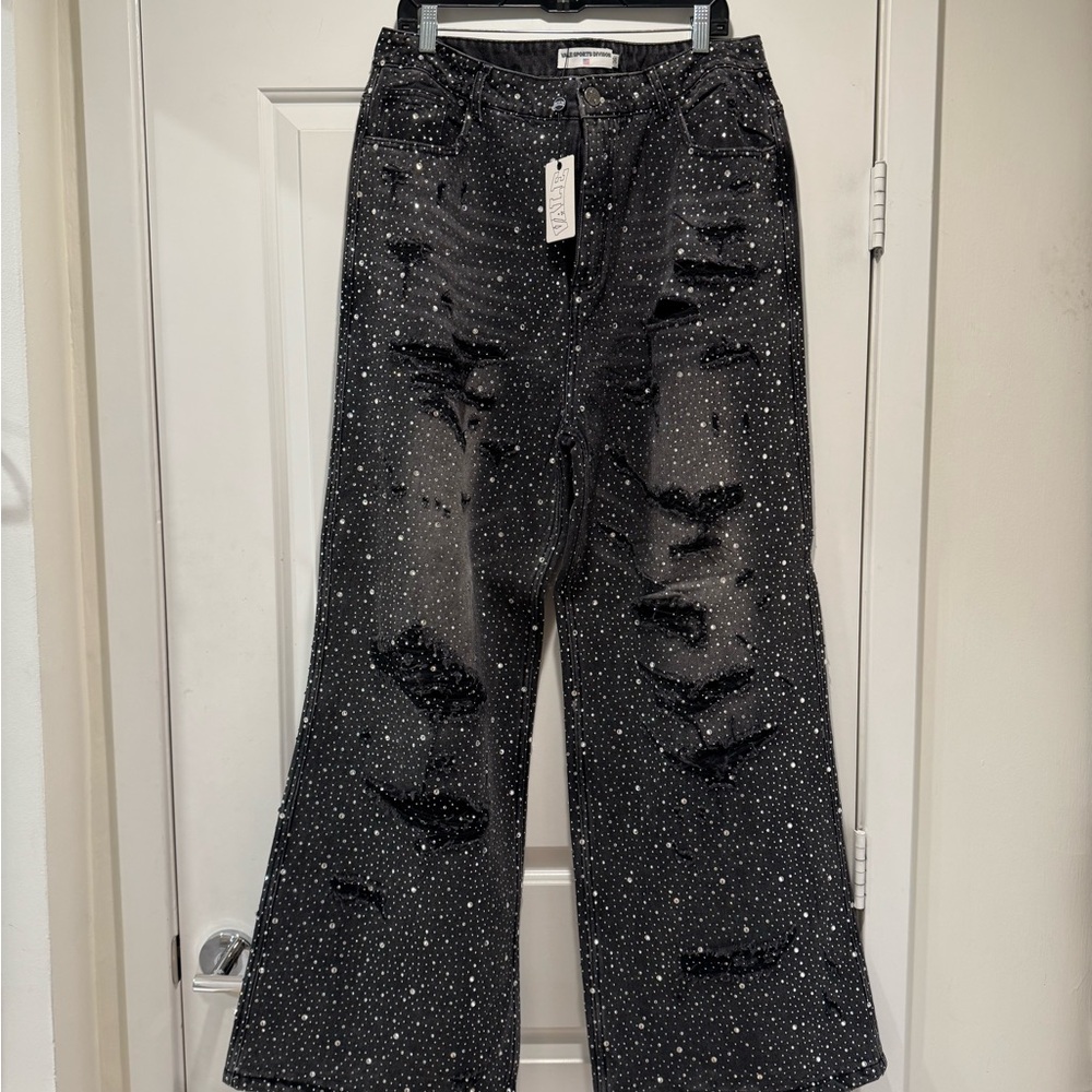 Vale Forever Men's Black Diamond Distressed Jeans